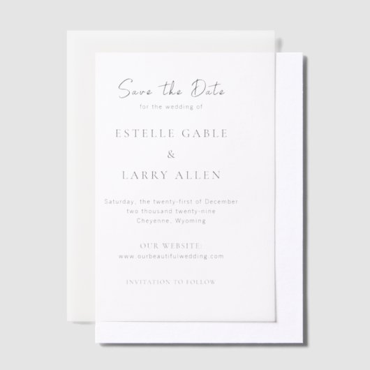 Estelle Elegant Wedding Save the Date Pergament Einladungen (Versetzt)