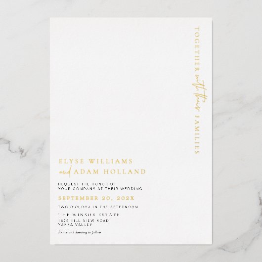 Estelle Minimalistisch Gold Foil Wedding Einladung (Vorderseite)