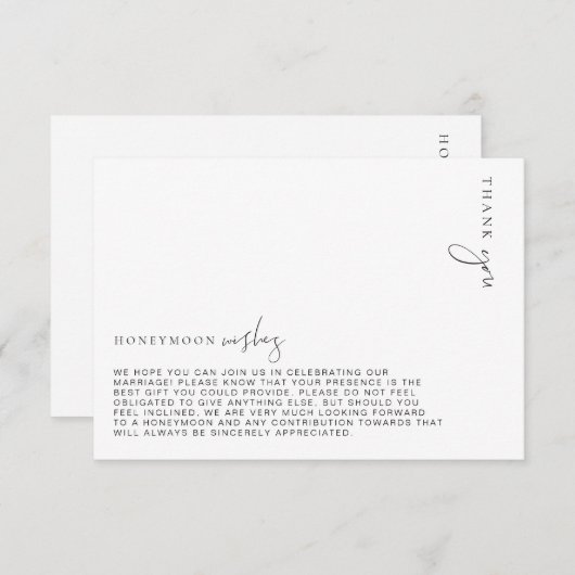 Estelle Minimalistisch Honeymoon wünschcard Begleitkarte (Vorne/Hinten)