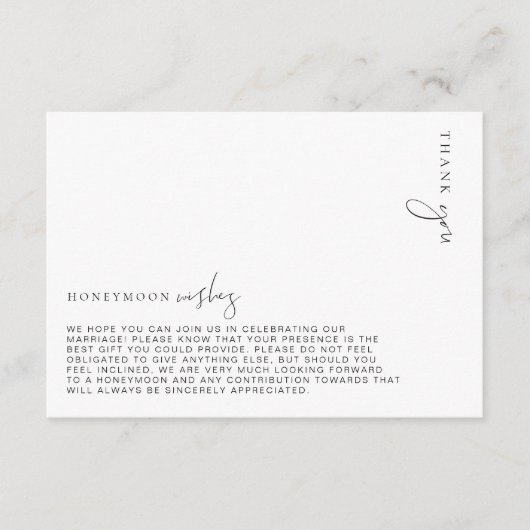 Estelle Minimalistisch Honeymoon wünschcard Begleitkarte (Vorderseite)