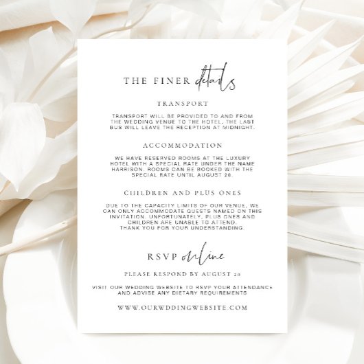 Estelle Minimalistisch Wedding Details Card Einladung