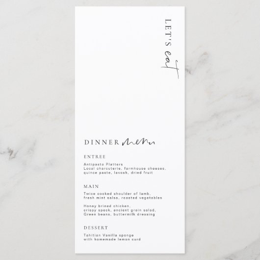 Estelle Minimalistisch Wedding Long Menu Menükarte (Vorderseite)