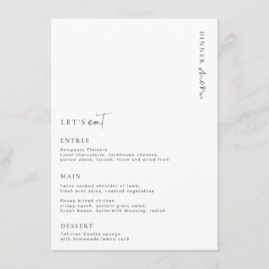 Estelle Minimalistisch Wedding Menu Menükarte (Vorderseite)