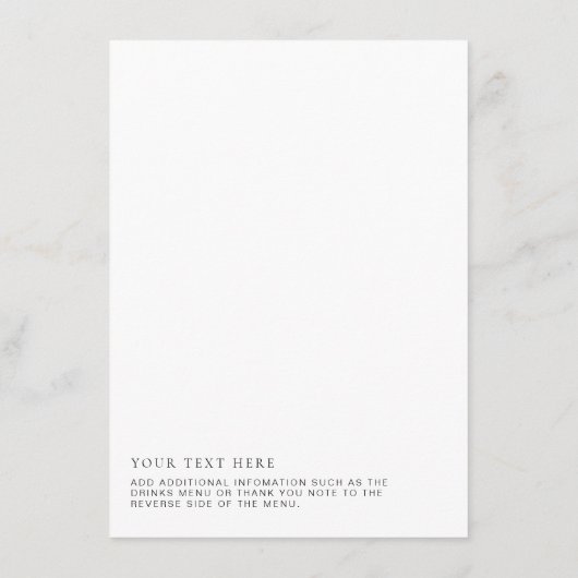 Estelle Minimalistisch Wedding Menu Menükarte (Rückseite)