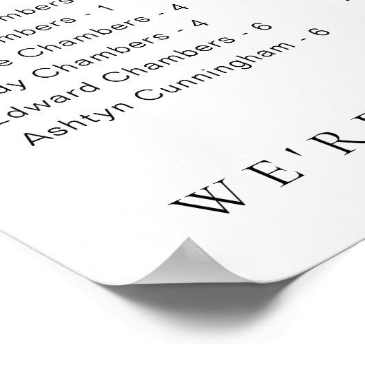 Estelle Modern Minimal Alphabetisches Sitzplakat Poster (Ecke)