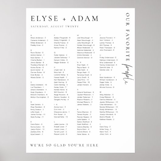 Estelle Modern Minimal Alphabetisches Sitzplakat Poster (Vorne)