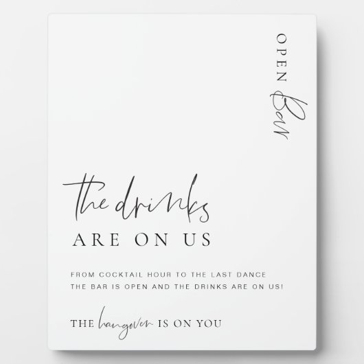 Estelle Modern Minimal Open Bar Menu-Zeichen Fotoplatte (Vorderseite)