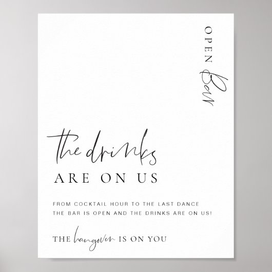 Estelle Modern Minimal Open Bar Menu-Zeichen Poster (Vorne)