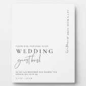 Estelle Modern Minimal Wedding Guest Book Sign Fotoplatte (Vorderseite)