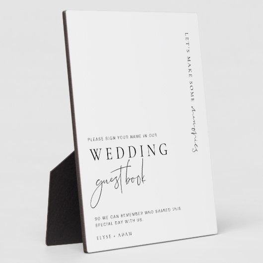Estelle Modern Minimal Wedding Guest Book Sign Fotoplatte (Seite)