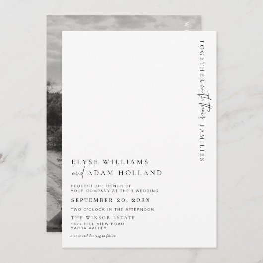 Estelle Modern Minimalistisch Wedding Einladung (Vorne/Hinten)