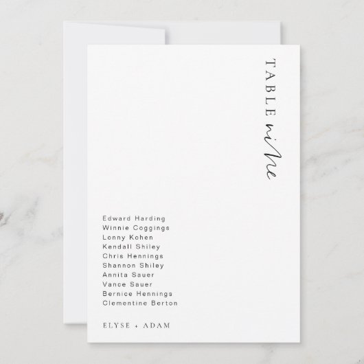 Estelle Modern Minimalistisch Wedding Tischnummer (Rückseite)