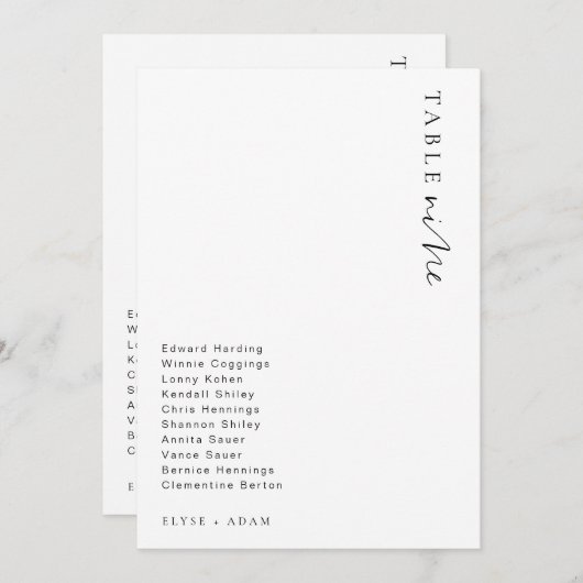 Estelle Modern Minimalistisch Wedding Tischnummer (Vorne/Hinten)