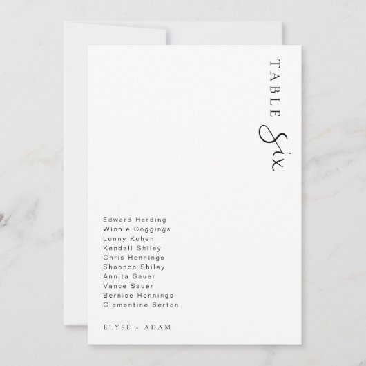 Estelle Modern Minimalistisch Wedding Tischnummer (Vorderseite)