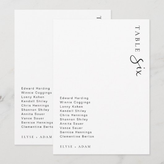 Estelle Modern Minimalistisch Wedding Tischnummer (Vorne/Hinten)