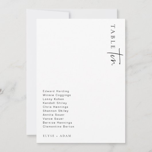 Estelle Modern Minimalistisch Wedding Tischnummer (Vorderseite)