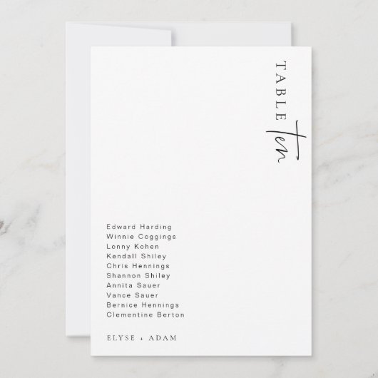 Estelle Modern Minimalistisch Wedding Tischnummer (Rückseite)