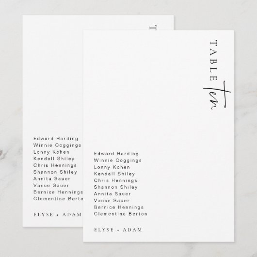 Estelle Modern Minimalistisch Wedding Tischnummer (Vorne/Hinten)