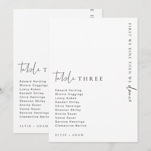 Estelle Modern Minimalistisch Wedding Tischnummer (Vorne/Hinten)