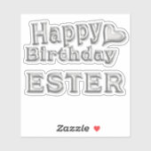 Ester Happy Birthday silver Aufkleber Sticker (Blatt)