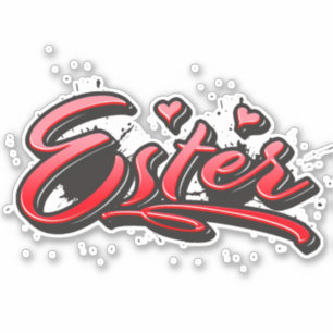 Ester red Heart Graffiti Aufkleber Sticker