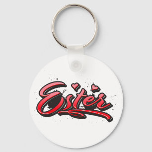 Ester Red Heart Graffiti Vollstreckger Schlüsselanhänger