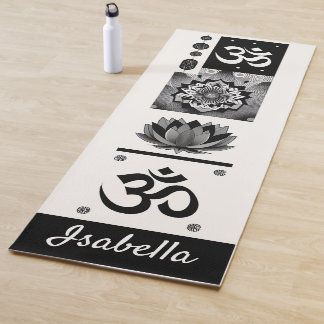 Esterilla De Yoga om  and flower of lotus in black Yogamatte