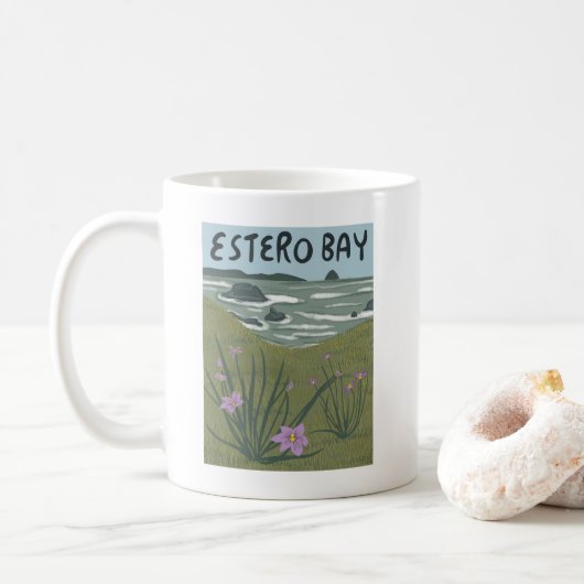 Estero Bay Central California Illustration Morro Kaffeetasse (Mit Donut)