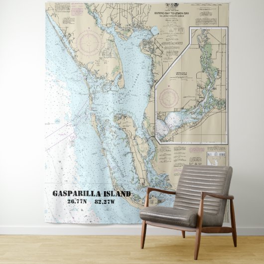 Estero Bay to Lemon Bay Nautical Chart 11426 Wandteppich (Beispiel)