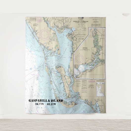Estero Bay to Lemon Bay Nautical Chart 11426 Wandteppich (Vorderseite)