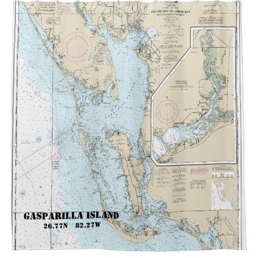 Estero Bay to Lemon Bay Schönheitsdiagramm 1426 Sh Duschvorhang (Vorderseite)
