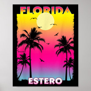 Estero Florida Fl Sommer Vintage Sonnenuntergang  Poster