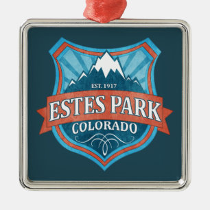 Estes Park Colorado aquamariner Schutzschild Silbernes Ornament