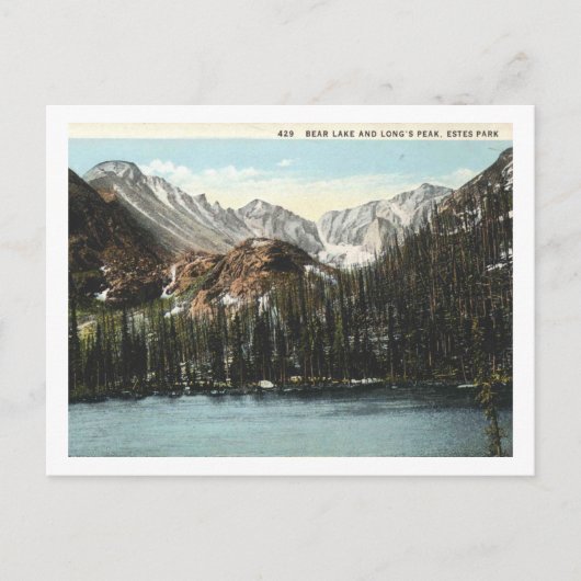 Estes Park, Colorado, Bärensee, Long's Peak Postkarte (Vorderseite)