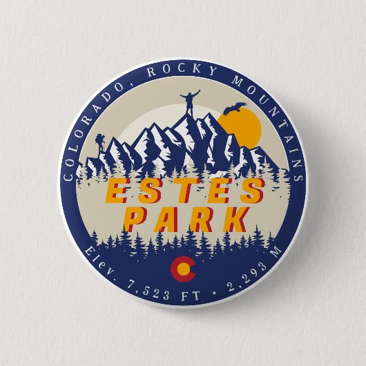 Estes Park Colorado Flag Berge Wandern Button (Vorderseite)