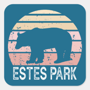 Estes Park Colorado Retro Bär Quadratischer Aufkleber