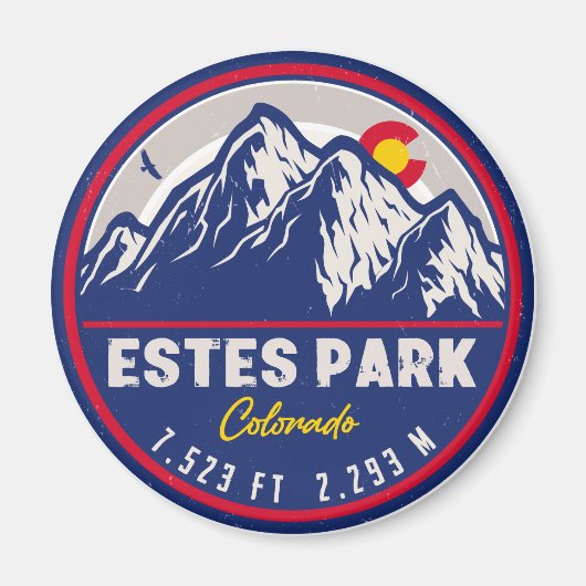Estes Park Colorado Retro Sunset Souvenirs Magnet (Vorne)