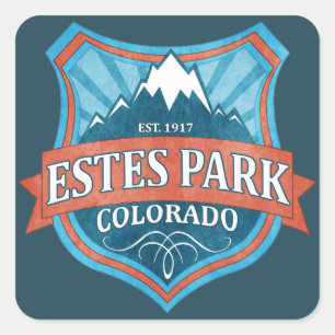 Estes Park Colorado türkisfarbene Schild quadratis Quadratischer Aufkleber