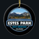 Estes Park Colorado Wandern neben dem Wasser Keramik Ornament<br><div class="desc">Estes Park Kunstdesign zeigt die Stadt im Norden Colorado. Es ist bekannt als Basis für den Rocky Mountain Nationalpark.</div>