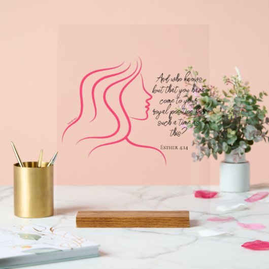 Esther 4:14 Bibel Verse Rosa Silhouette Acrylschild (Hochzeit)