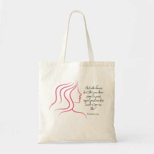 Esther 4:14 Bibel Verse Rosa Silhouette Tragetasche (Vorne)