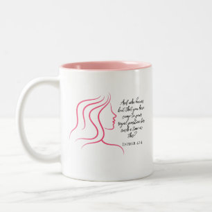 Esther 4:14 Bibel Verse Rosa Silhouette Zweifarbige Tasse