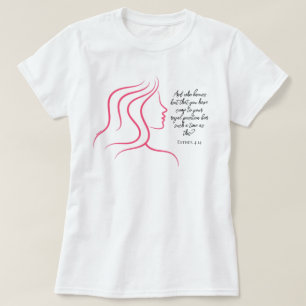 Esther 4:14 Schrift Bibelvers Pink Silhouette  T-Shirt