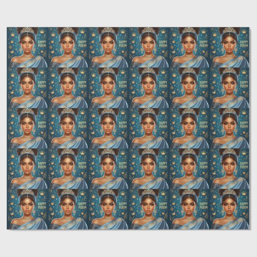 Esther Blue Purim Wrapping Paper Geschenkpapier (Flach)