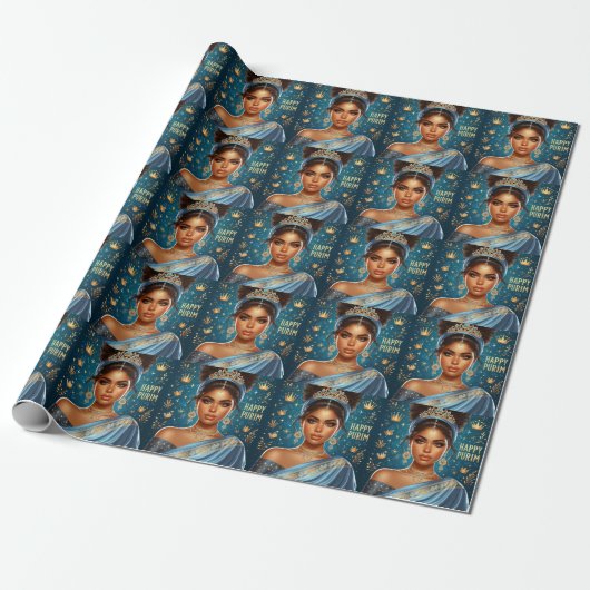 Esther Blue Purim Wrapping Paper Geschenkpapier (Ungerollt)