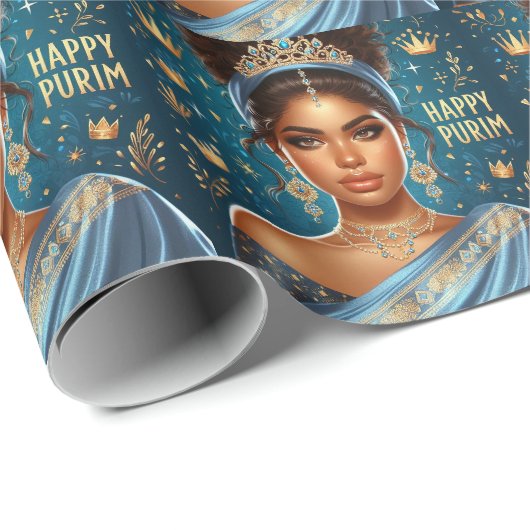 Esther Blue Purim Wrapping Paper Geschenkpapier (Rolleneckpunkt)