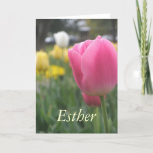 Esther Girls Name Tulip Grußkarte Karte