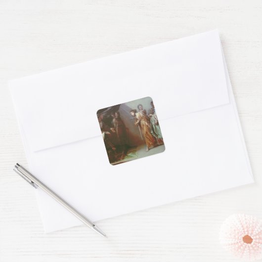 Esther und Ahasuerus Quadratischer Aufkleber (Umschlag)