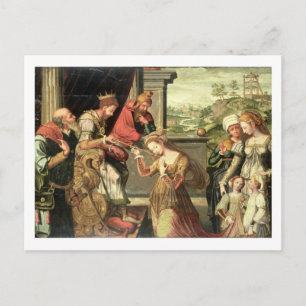 Esther vor König Ahasuerus mit Haman Postkarte