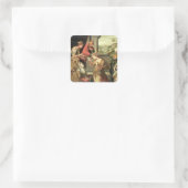 Esther vor König Ahasuerus mit Haman Quadratischer Aufkleber (Tasche)